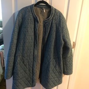 Free People Quilted Denim Chambray Coat 